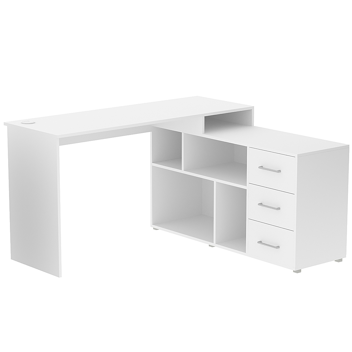 Стол угловой с тумбой СУ-05-Л (левосторонний) Белый