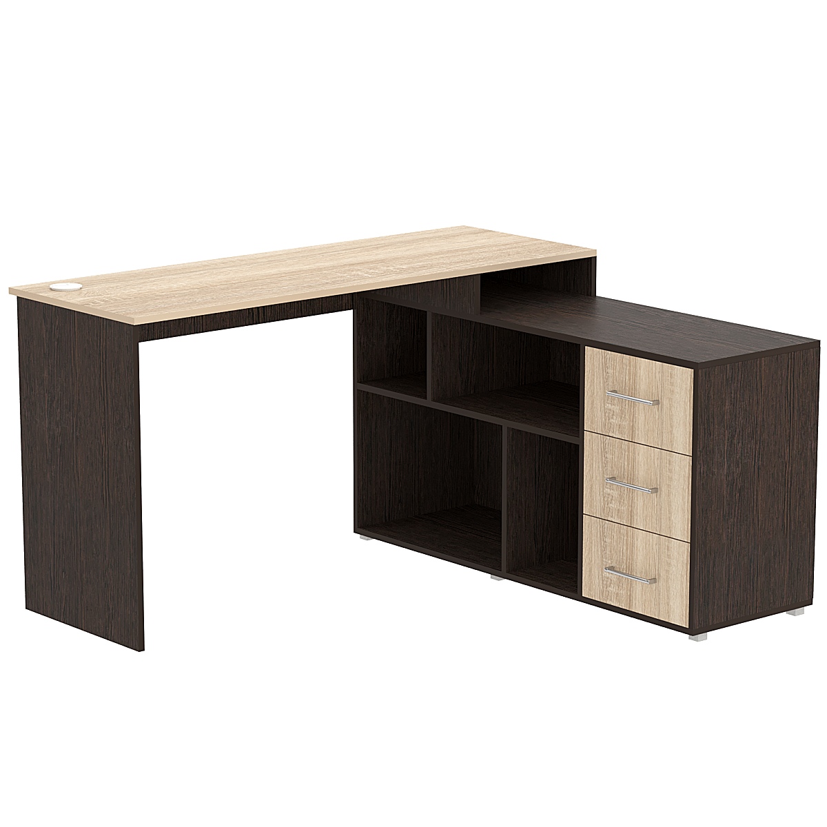 Стол угловой с тумбой СУ-05-Л (левосторонний) Дуб Венге и Дуб Сонома