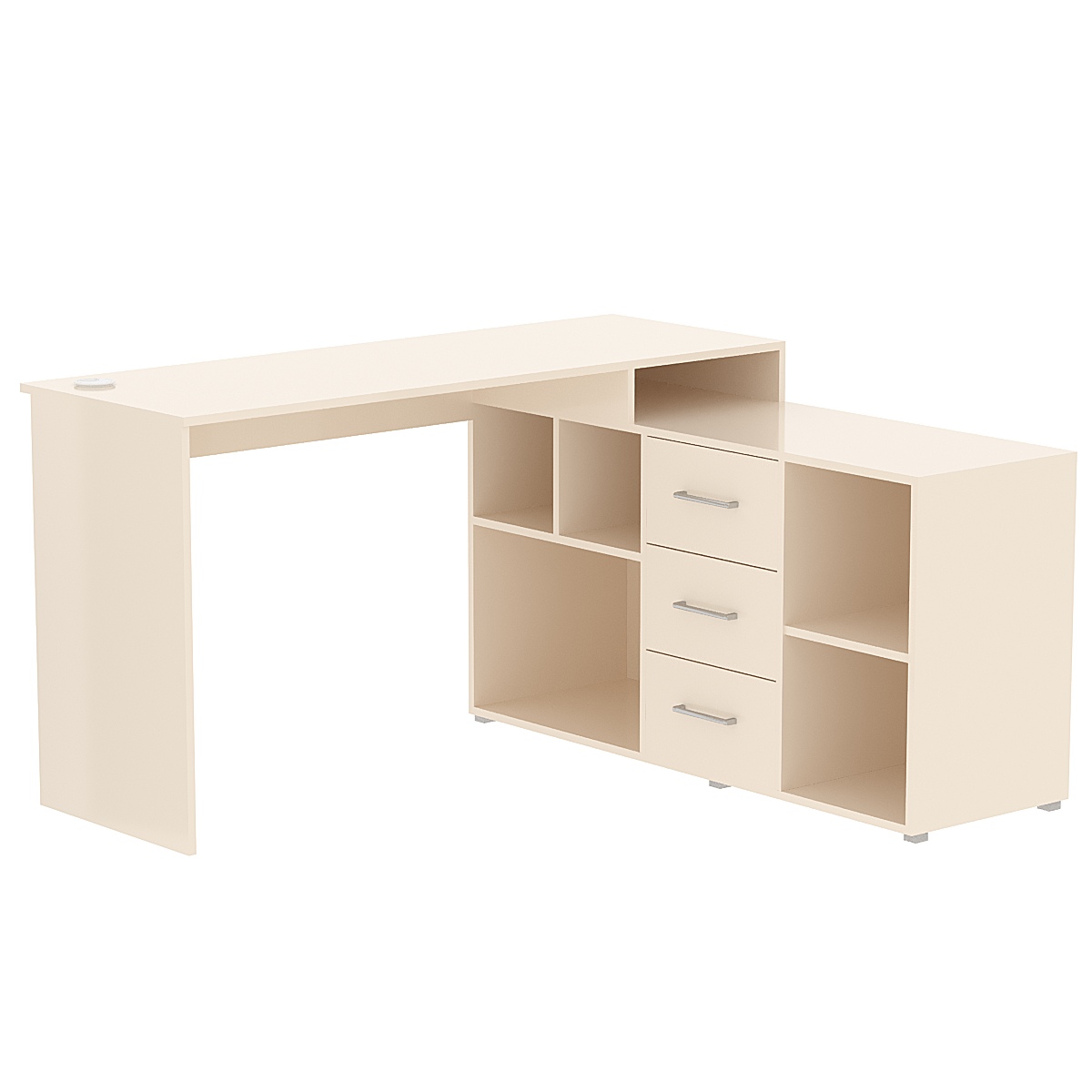 Стол угловой с тумбой СУ-06-Л (левосторонний) Крем Вайс