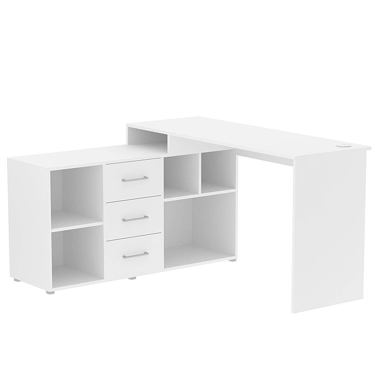 Стол угловой с тумбой СУ-06-П (правосторонний) Белый
