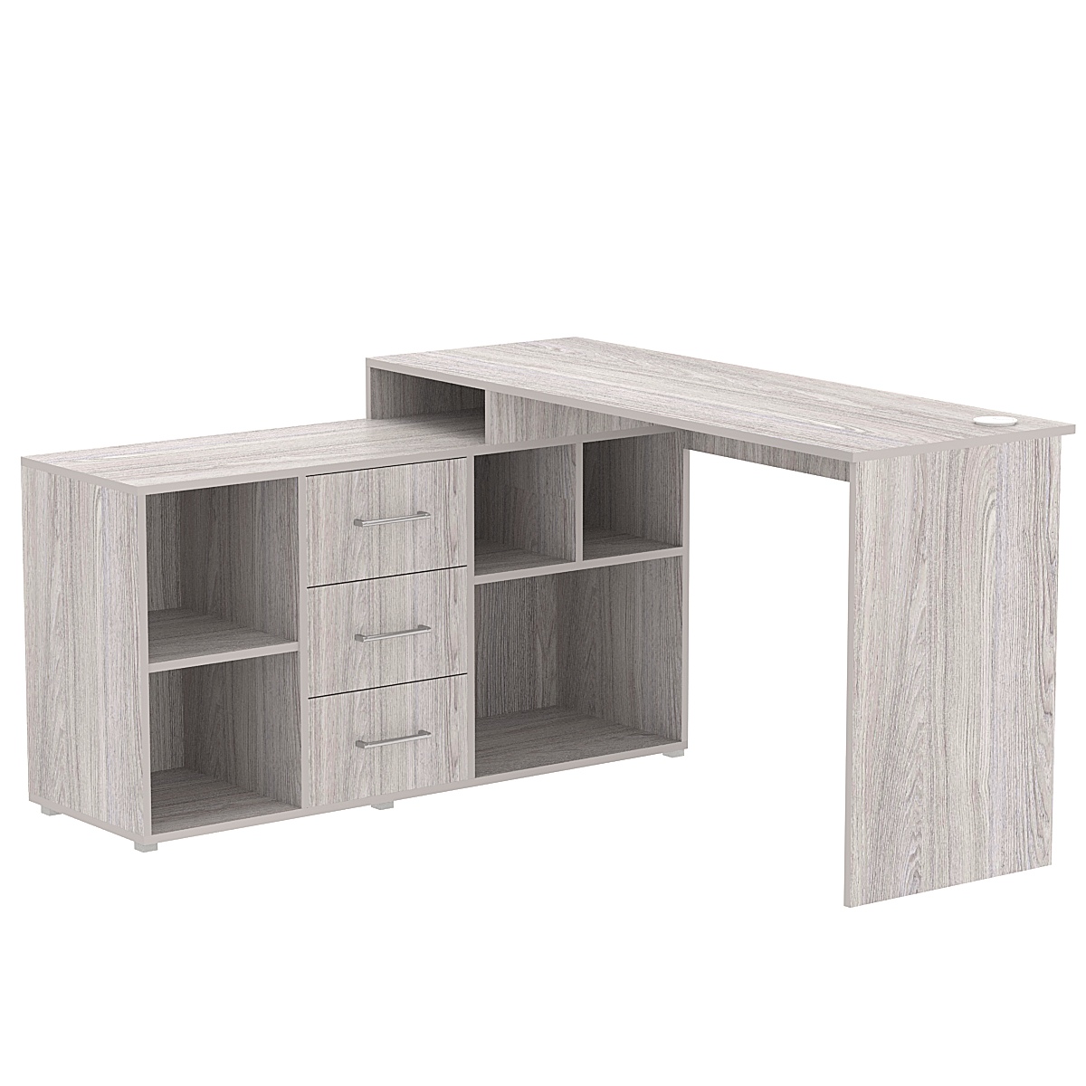Стол угловой с тумбой СУ-06-П (правосторонний) Ясень Анкор светлый - U31104