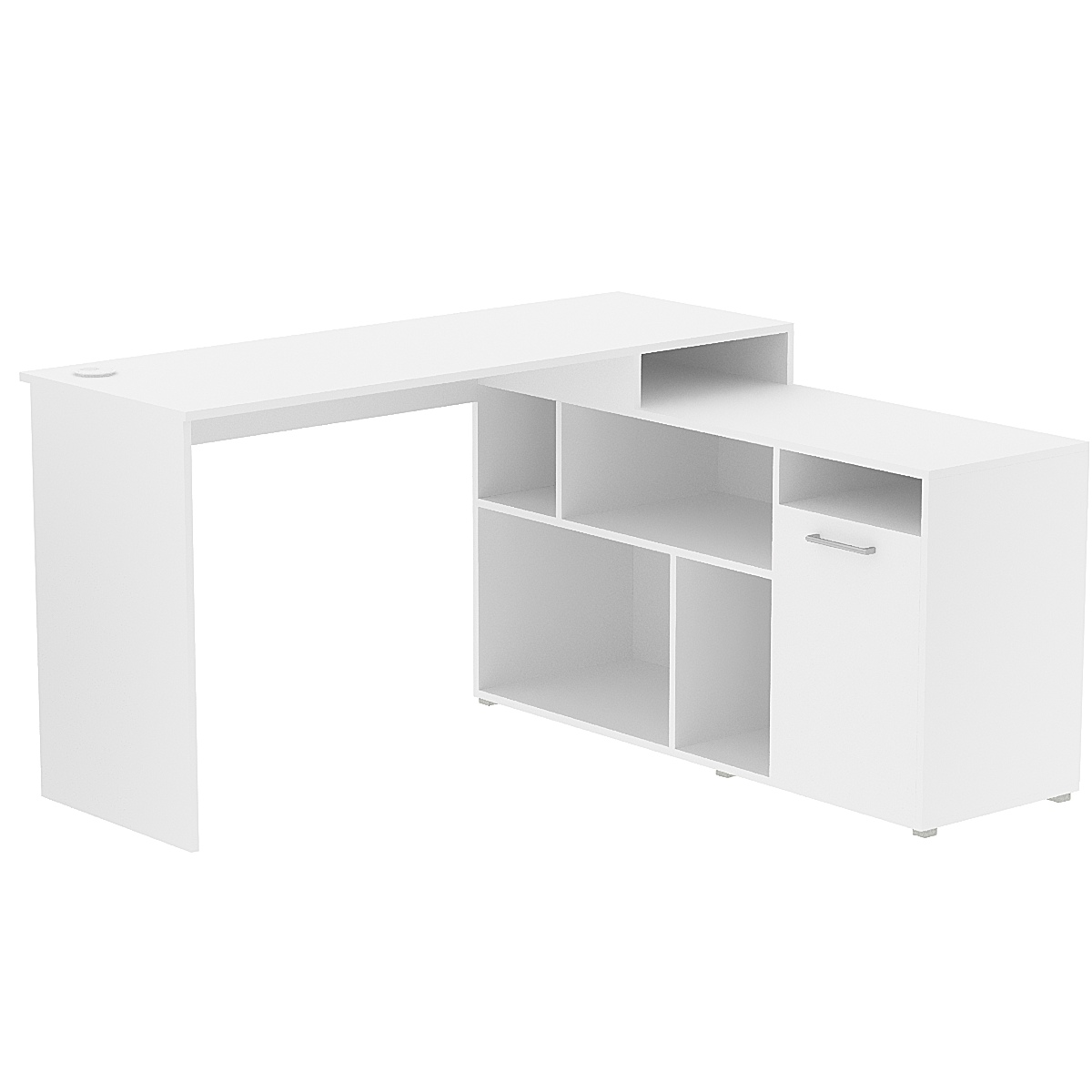 Стол угловой с тумбой СУ-07-Л (левосторонний) Белый