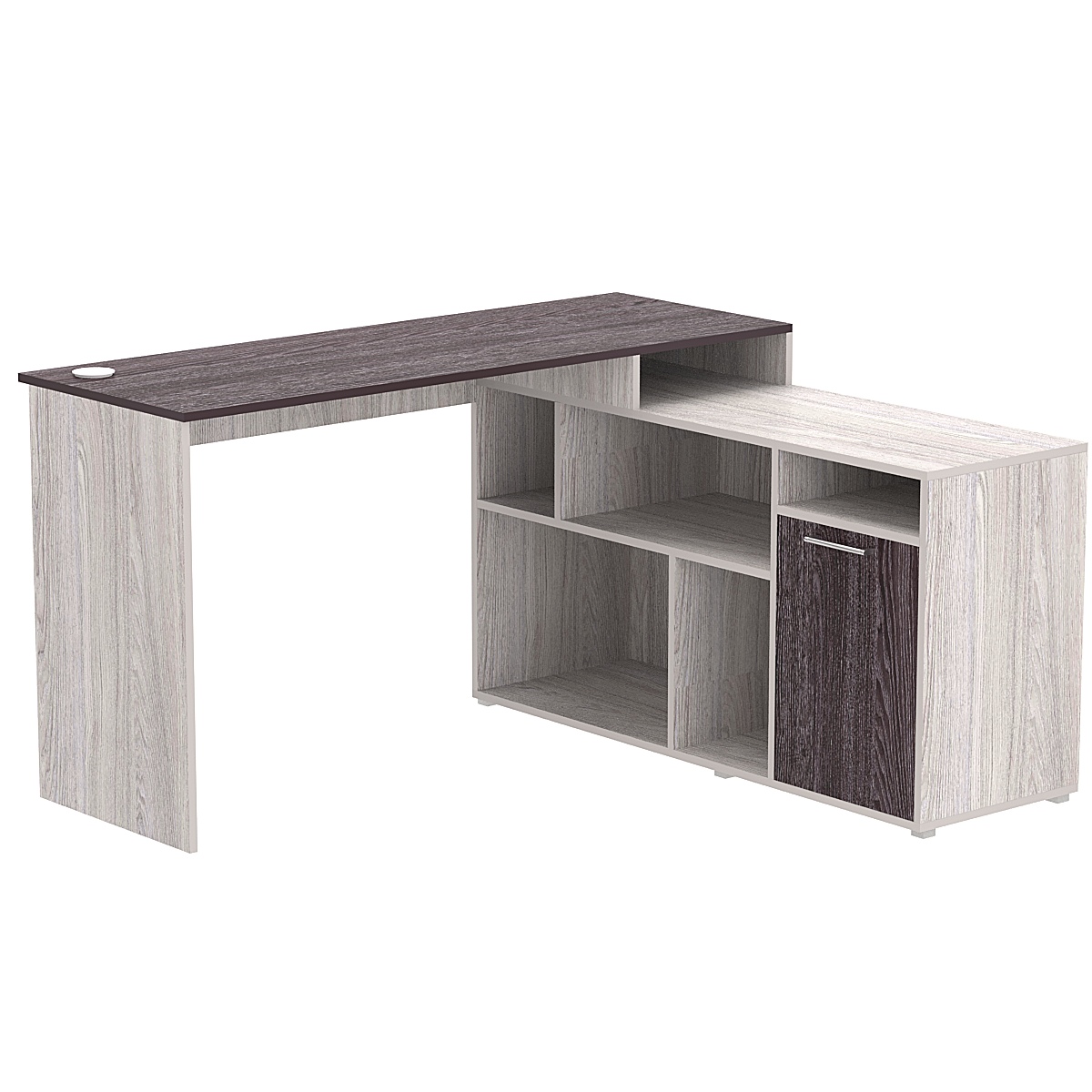 Стол угловой с тумбой СУ-07-Л (левосторонний) Ясень Анкор светлый + Ясень Анкор темный
