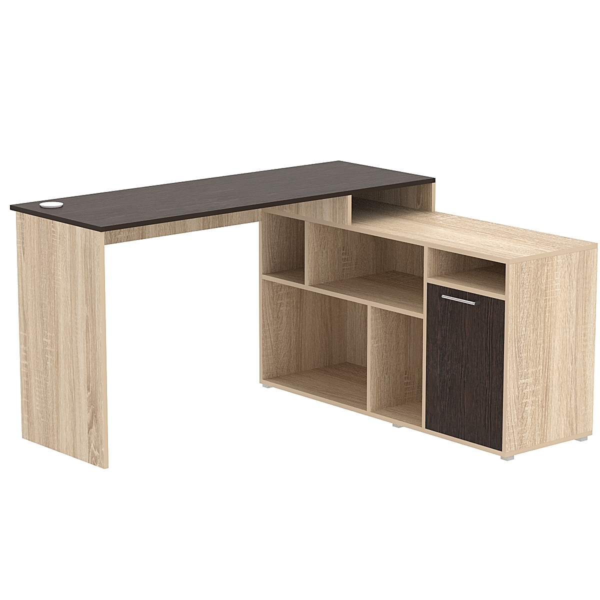 Стол угловой с тумбой СУ-07-Л (левосторонний) Дуб Сонома + Дуб Венге