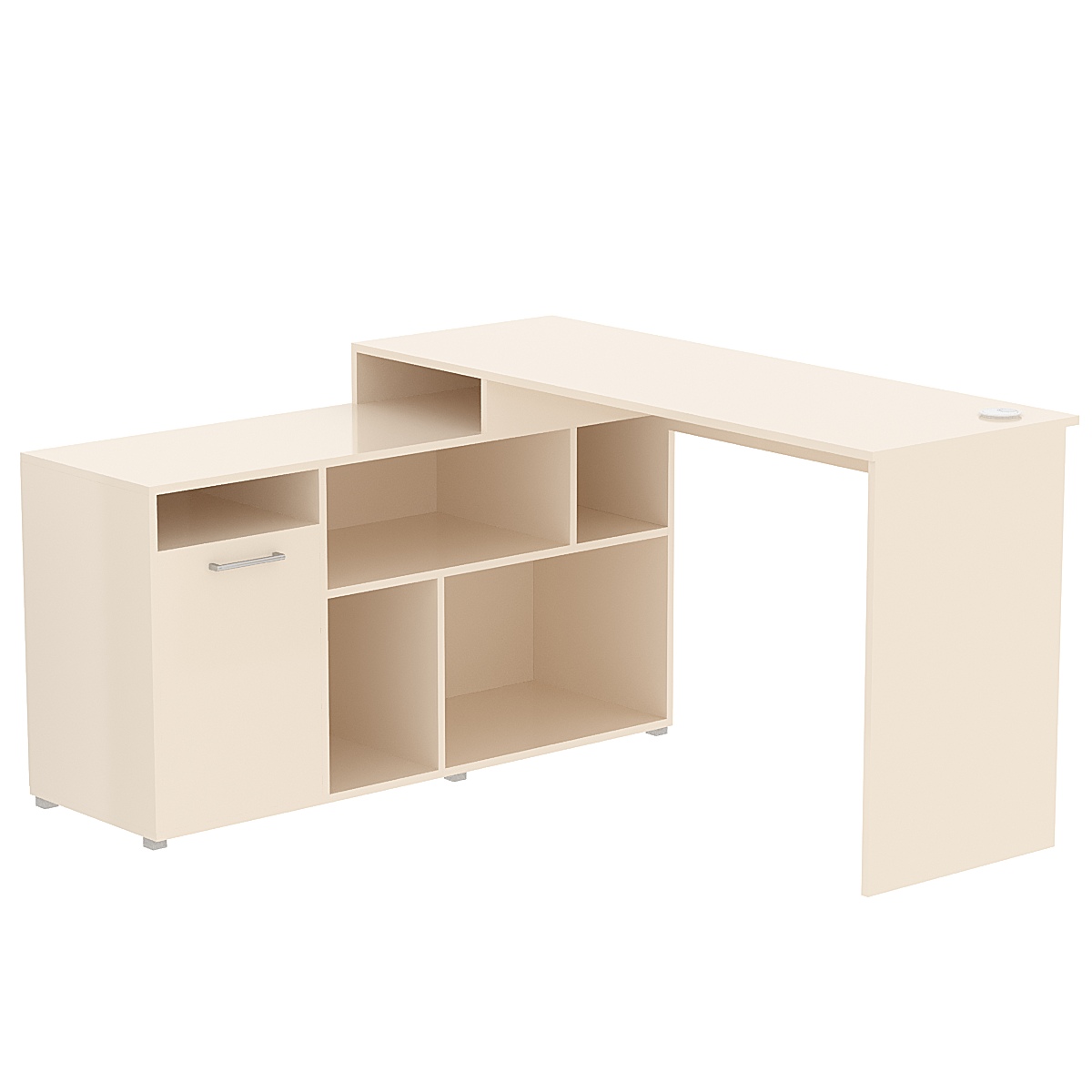 Стол угловой с тумбой СУ-07-П (правосторонний) Крем Вайс