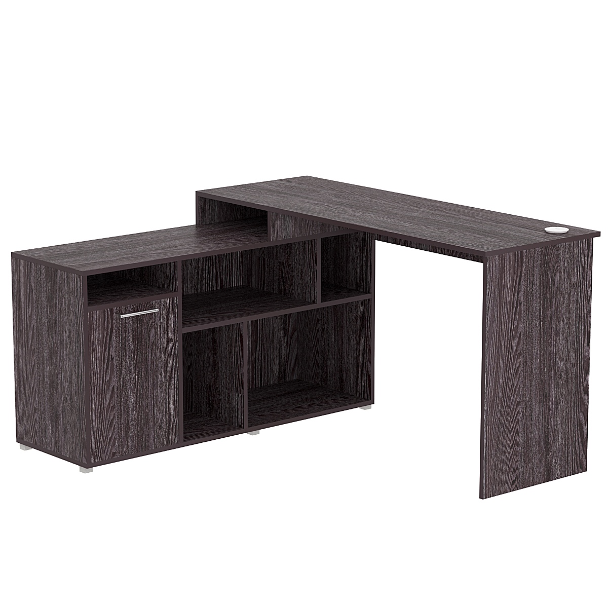 Стол угловой с тумбой СУ-07-П (правосторонний) Ясень Анкор темный - U31105