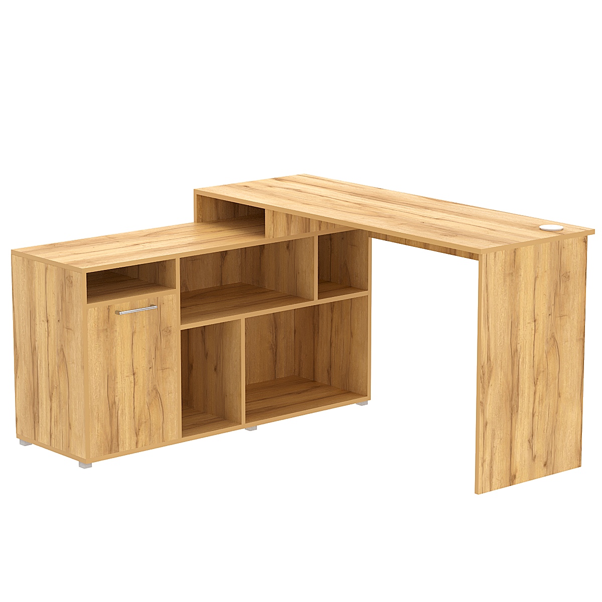 Стол угловой с тумбой СУ-07-П (правосторонний) Дуб Золотистый