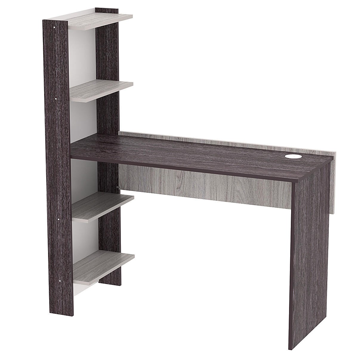 Стол письменный со стеллажом СПС-02-Л (левосторонний) Ясень Анкор темный + Ясень Анкор светлый