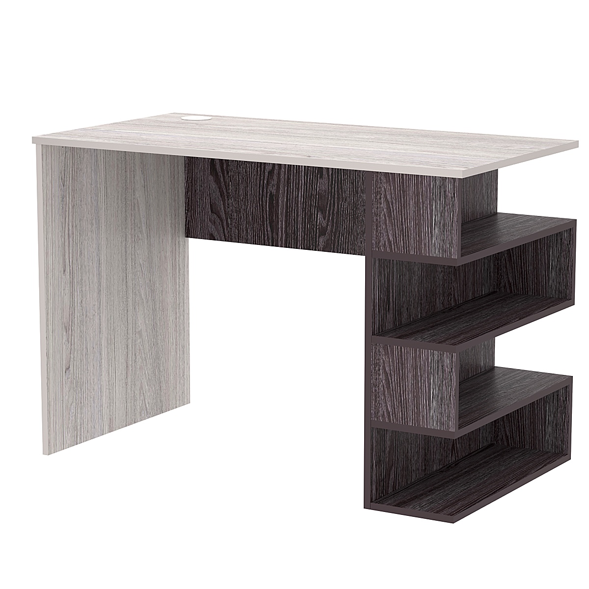 Стол письменный со стеллажом СПС-03-П (правосторонний) Ясень Анкор светлый + Ясень Анкор темный