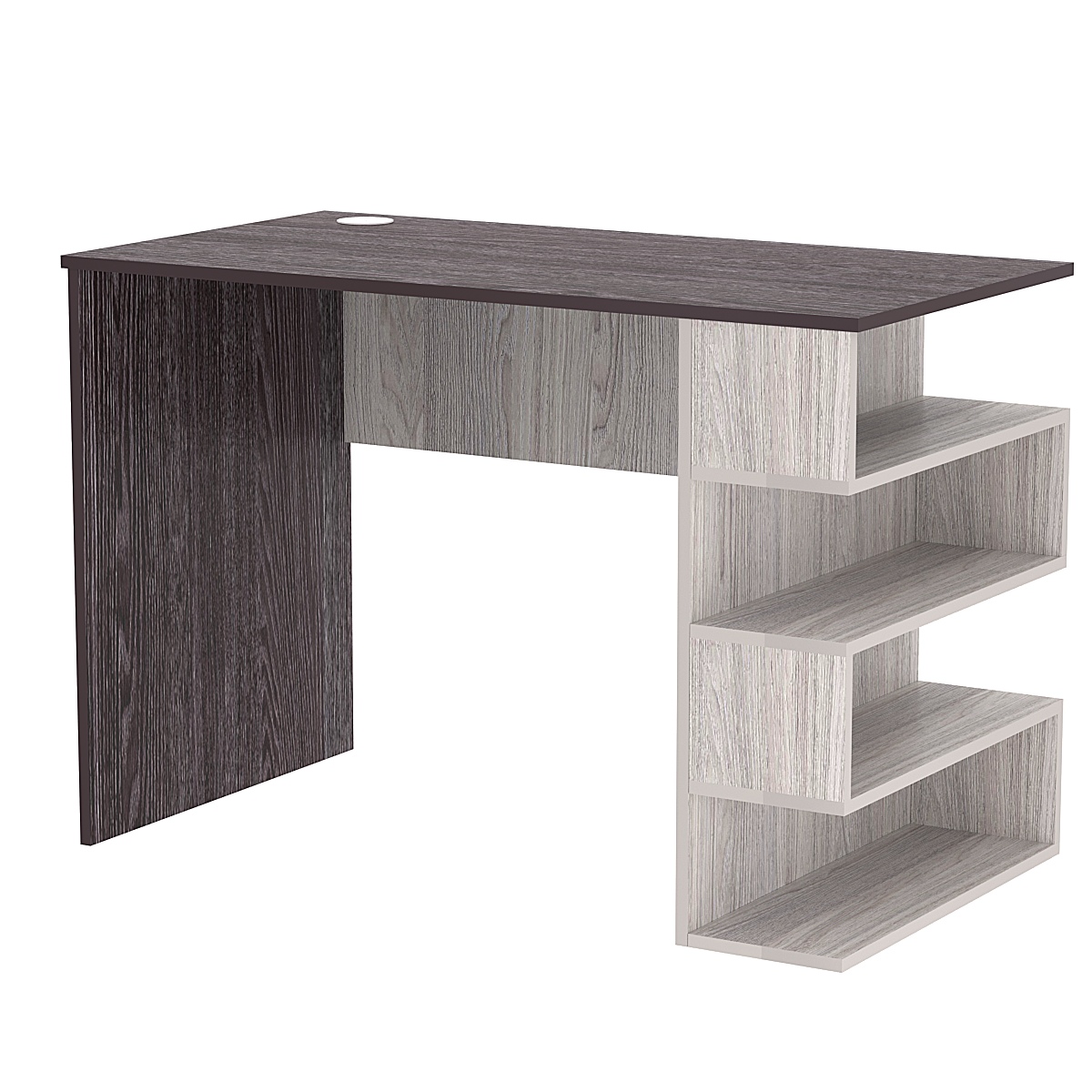 Стол письменный со стеллажом СПС-03-П (правосторонний) Ясень Анкор темный + Ясень Анкор светлый