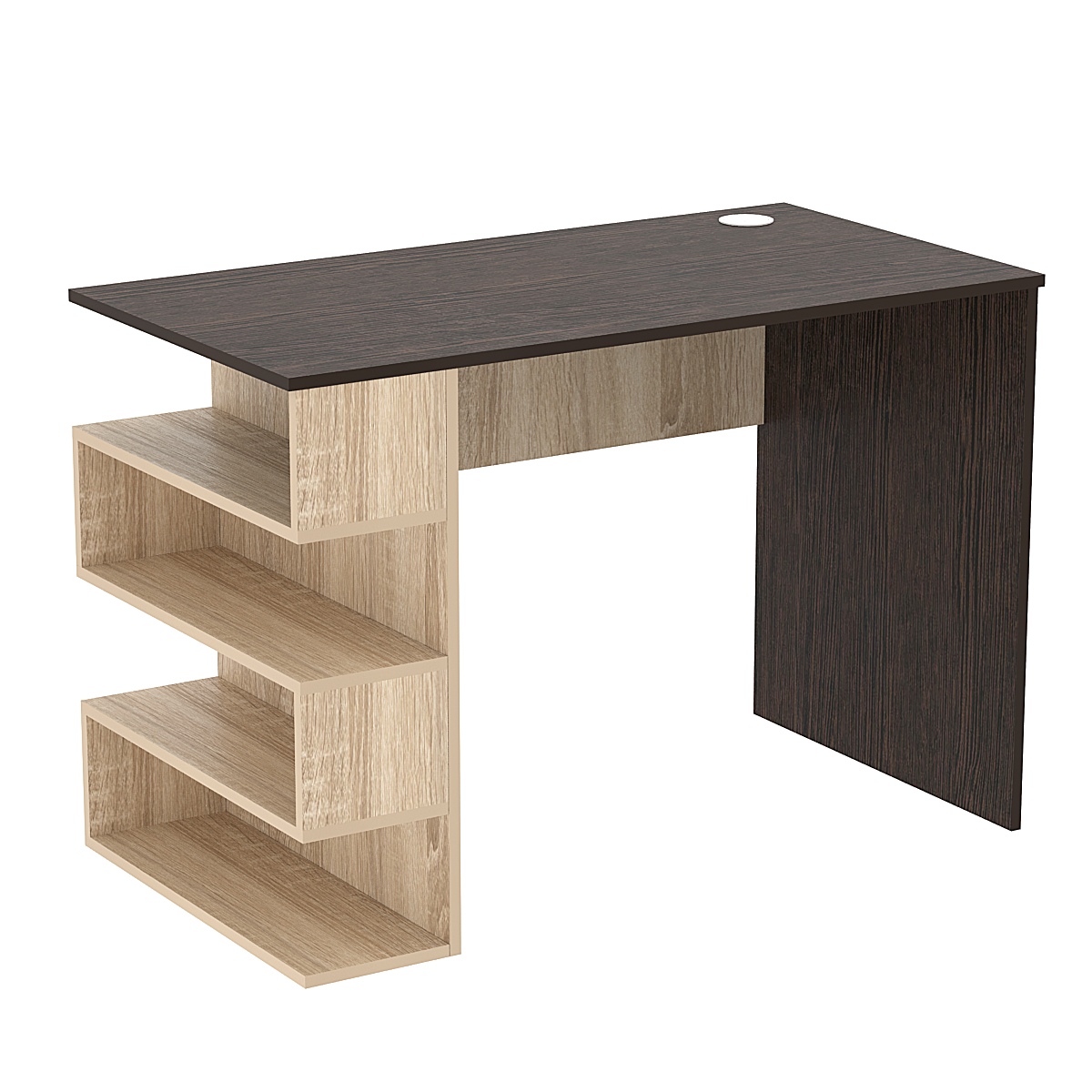 Стол письменный со стеллажом СПС-03-Л (левосторонний) Дуб Венге и Дуб Сонома