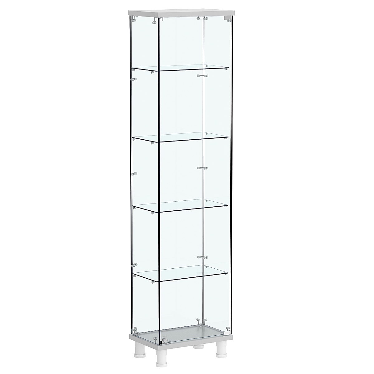 Витрина РОНДО №1-1 на ножках (задняя стенка стекло) Серый