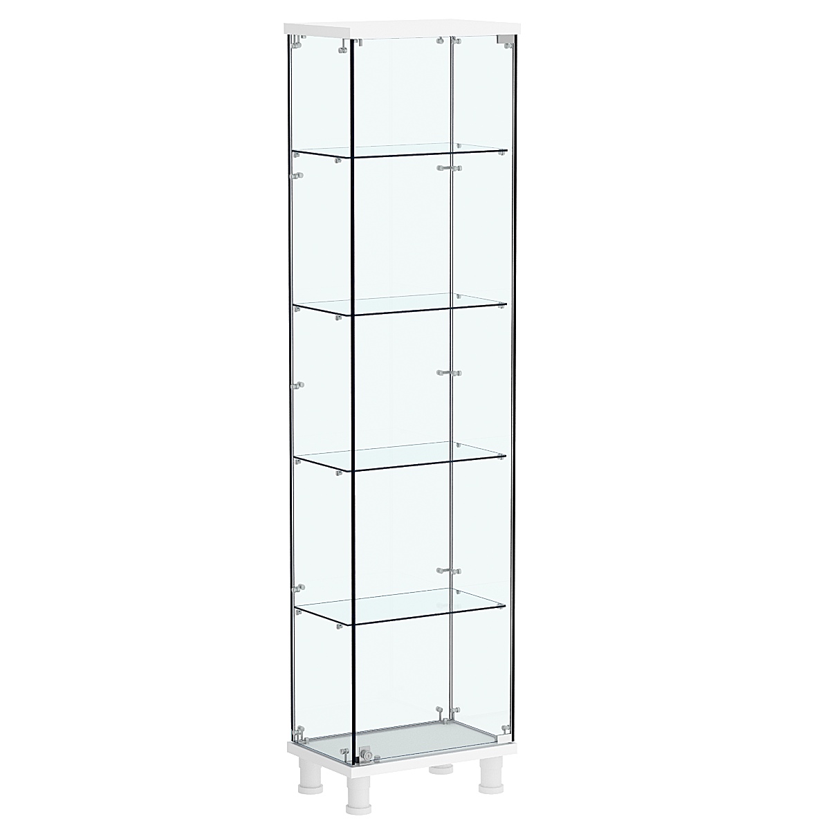 Витрина РОНДО №1-1 на ножках (задняя стенка стекло) Белый