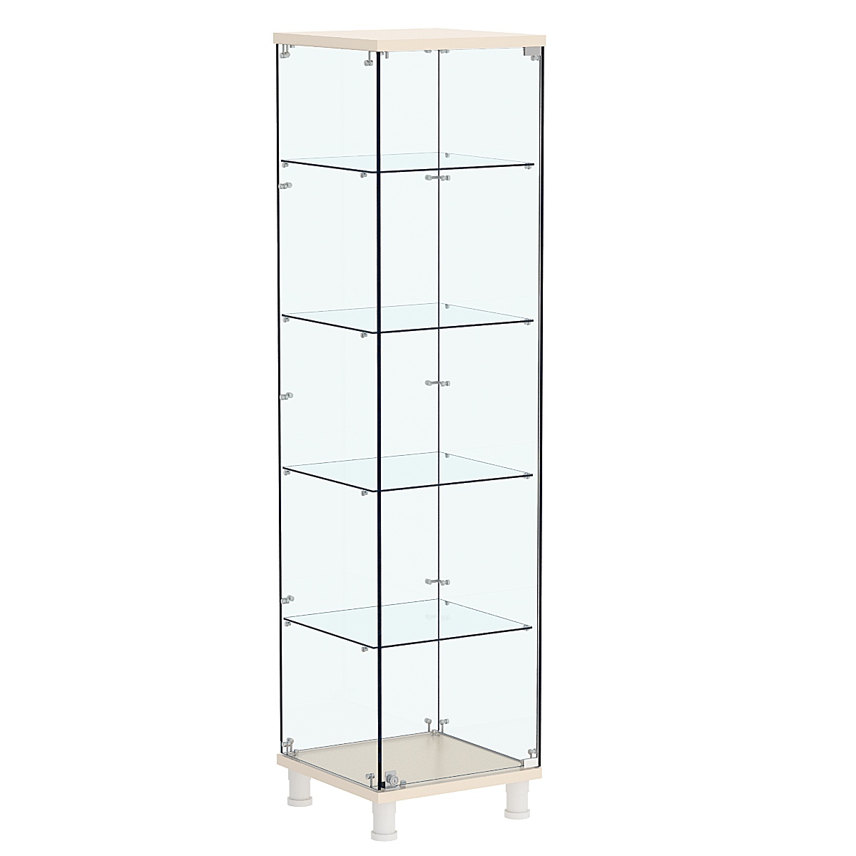 Витрина РОНДО №2-1 на ножках (задняя стенка стекло) Крем Вайс