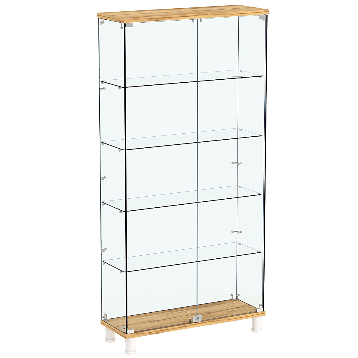 Витрина РОНДО №3-1 на ножках (задняя стенка стекло) Дуб Золотистый