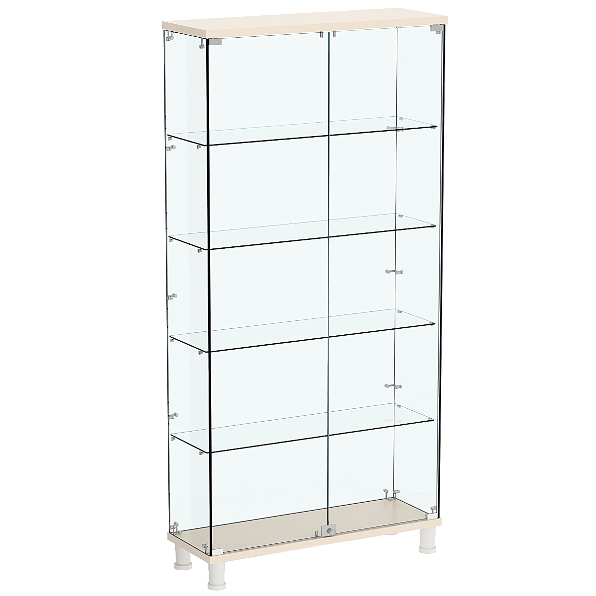 Витрина РОНДО №3-1 на ножках (задняя стенка стекло) Крем Вайс