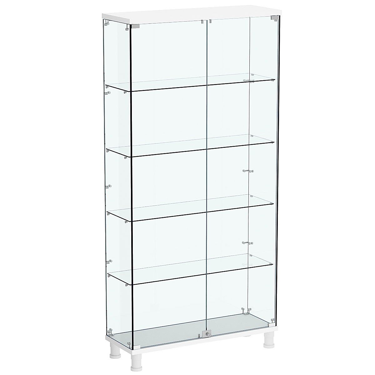 Витрина РОНДО №3-1 на ножках (задняя стенка стекло) Белый