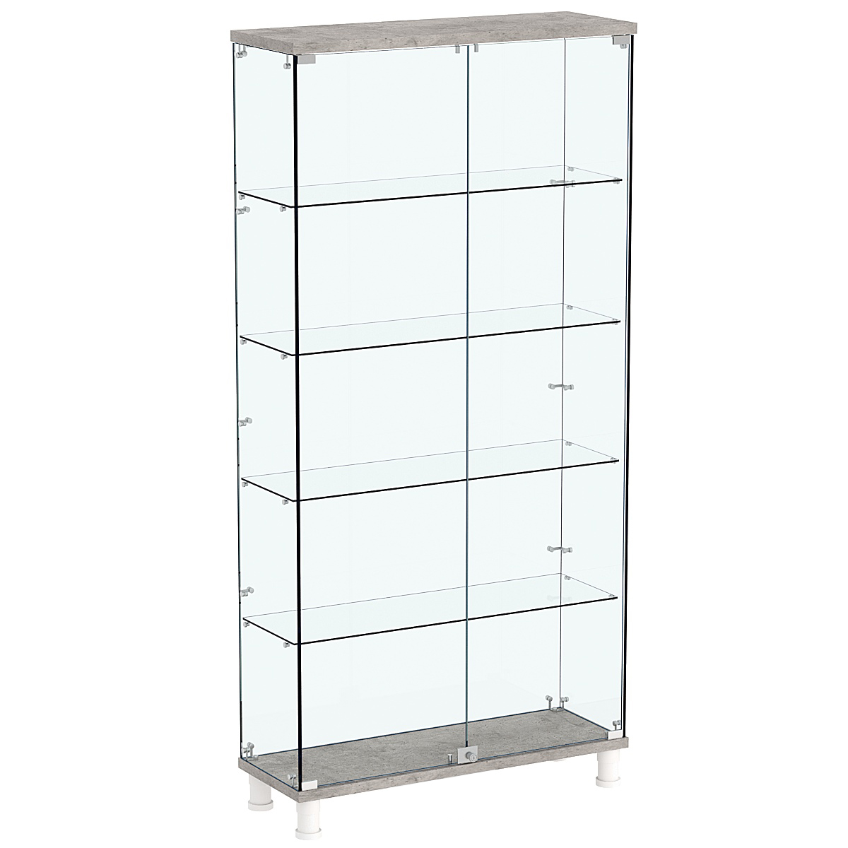 Витрина РОНДО №3-1 на ножках (задняя стенка стекло) Бетон Чикаго светло-серый F186 ST9
