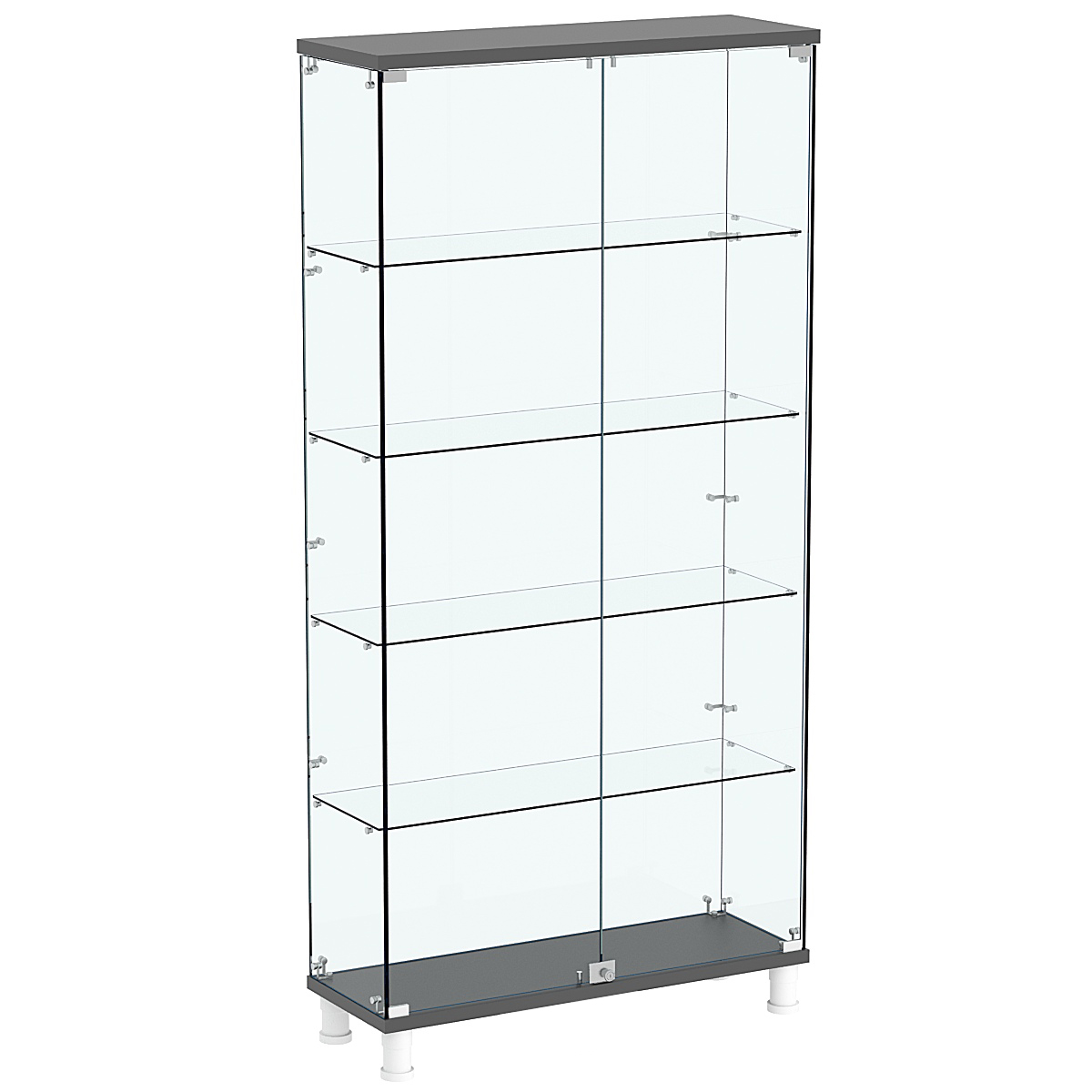 Витрина РОНДО №3-1 на ножках (задняя стенка стекло) Темно-Серый