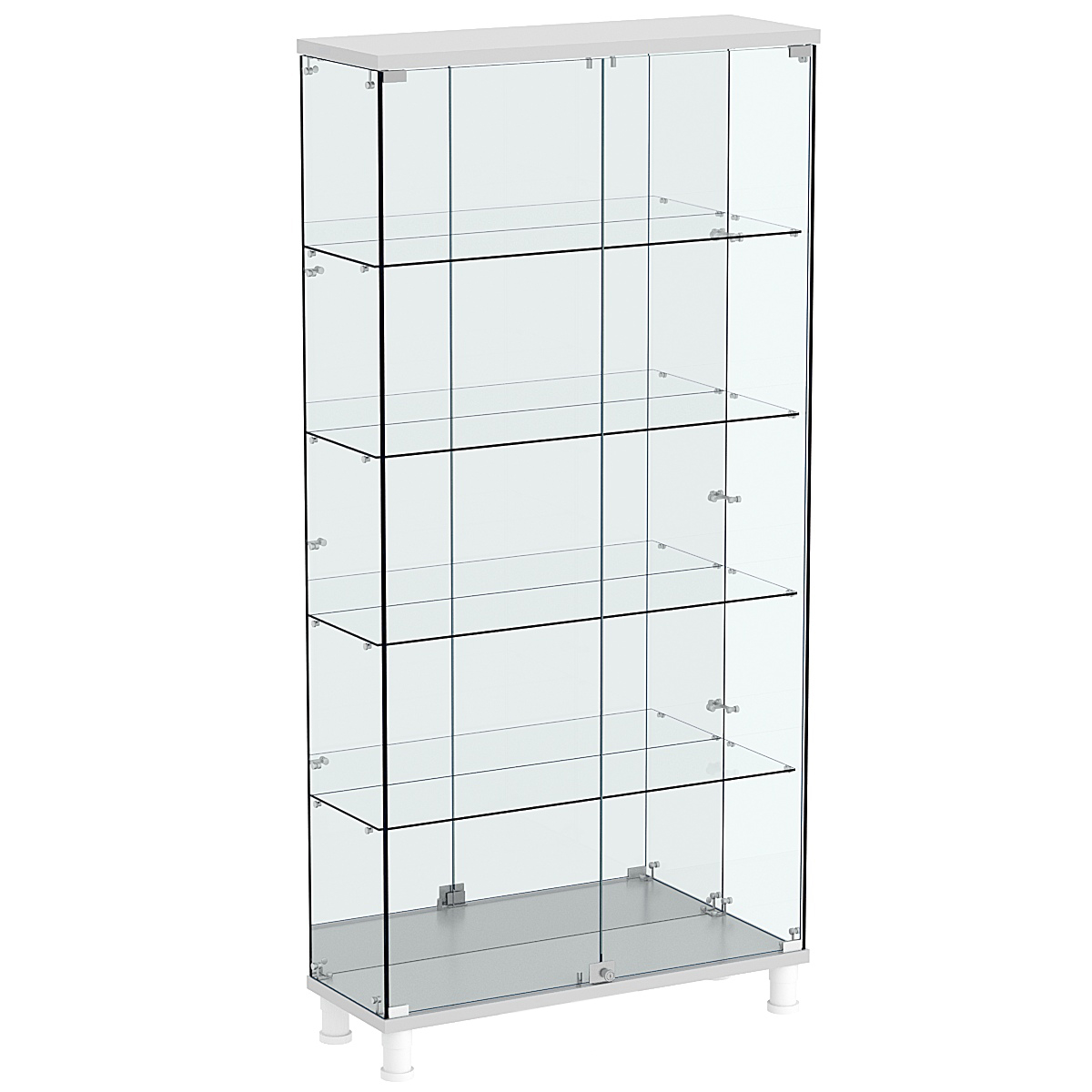 Витрина РОНДО №3-2 на ножках (задняя стенка зеркало) Серый