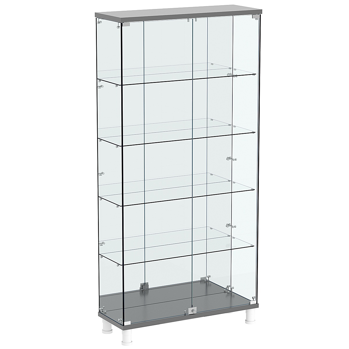 Витрина РОНДО №3-2 на ножках (задняя стенка зеркало) Антрацит