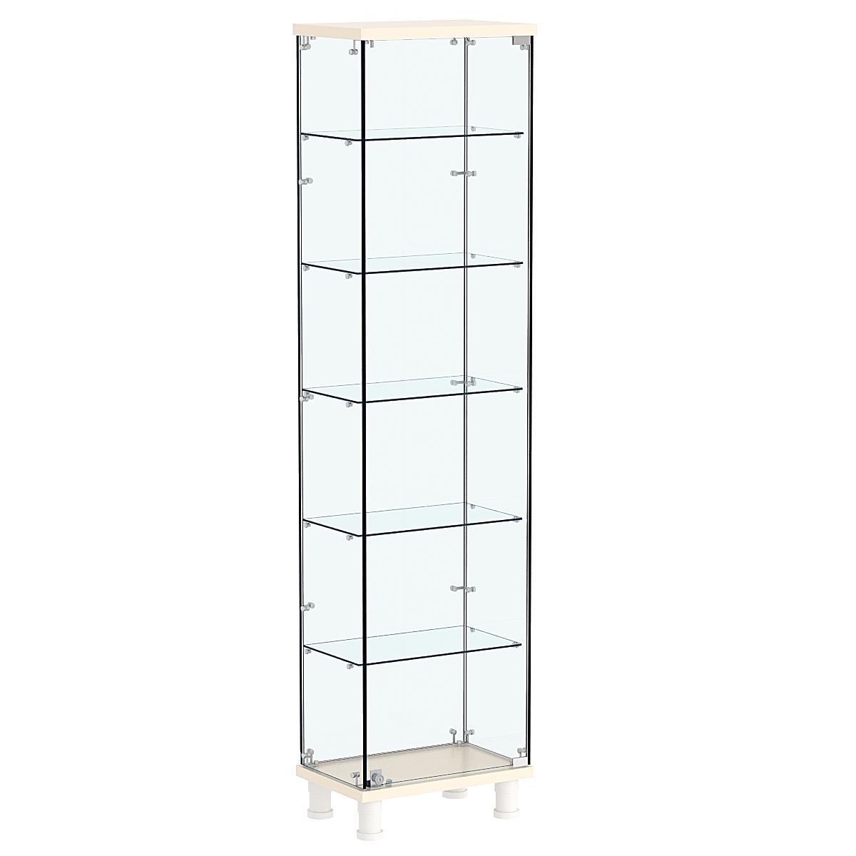 Витрина РОНДО №1-3 на ножках (задняя стенка стекло) Крем Вайс