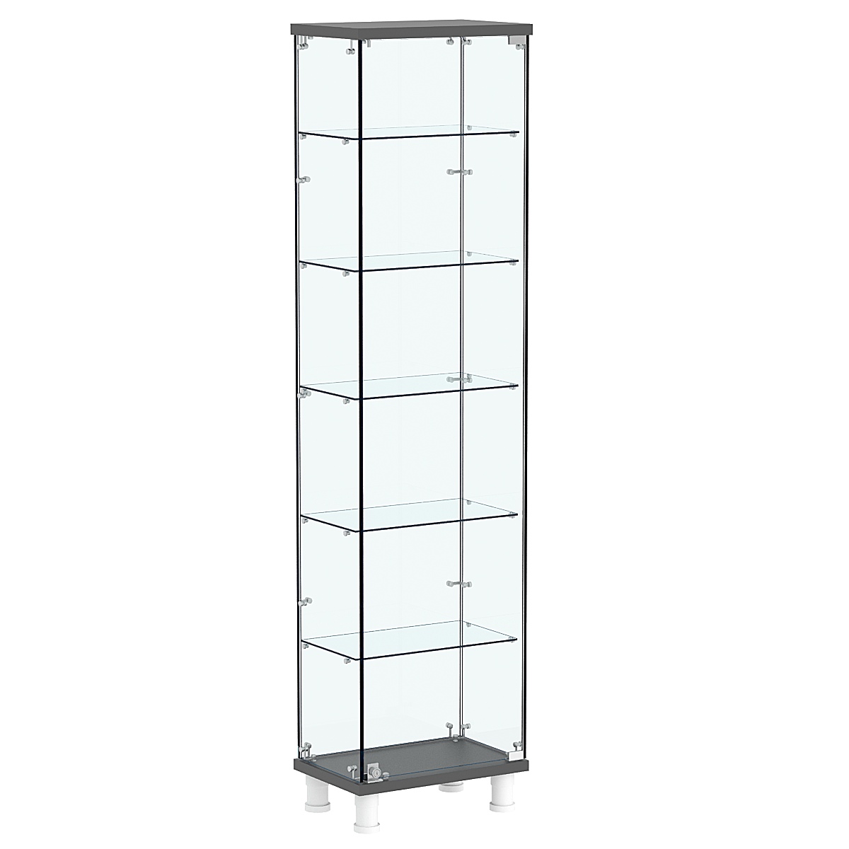 Витрина РОНДО №1-3 на ножках (задняя стенка стекло) Темно-Серый