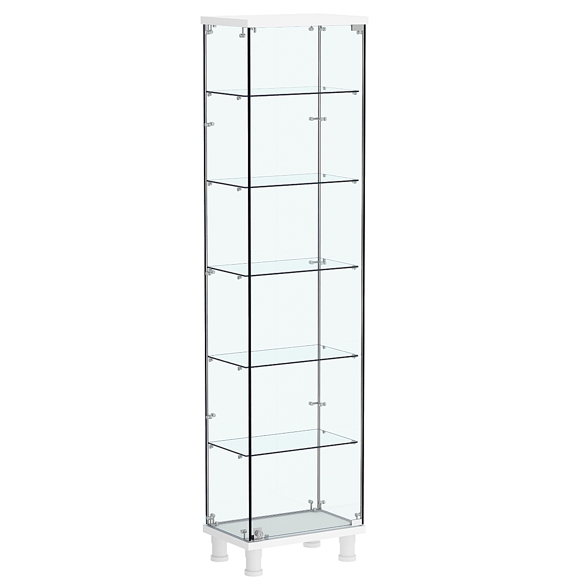 Витрина РОНДО №1-3 на ножках (задняя стенка стекло) Белый