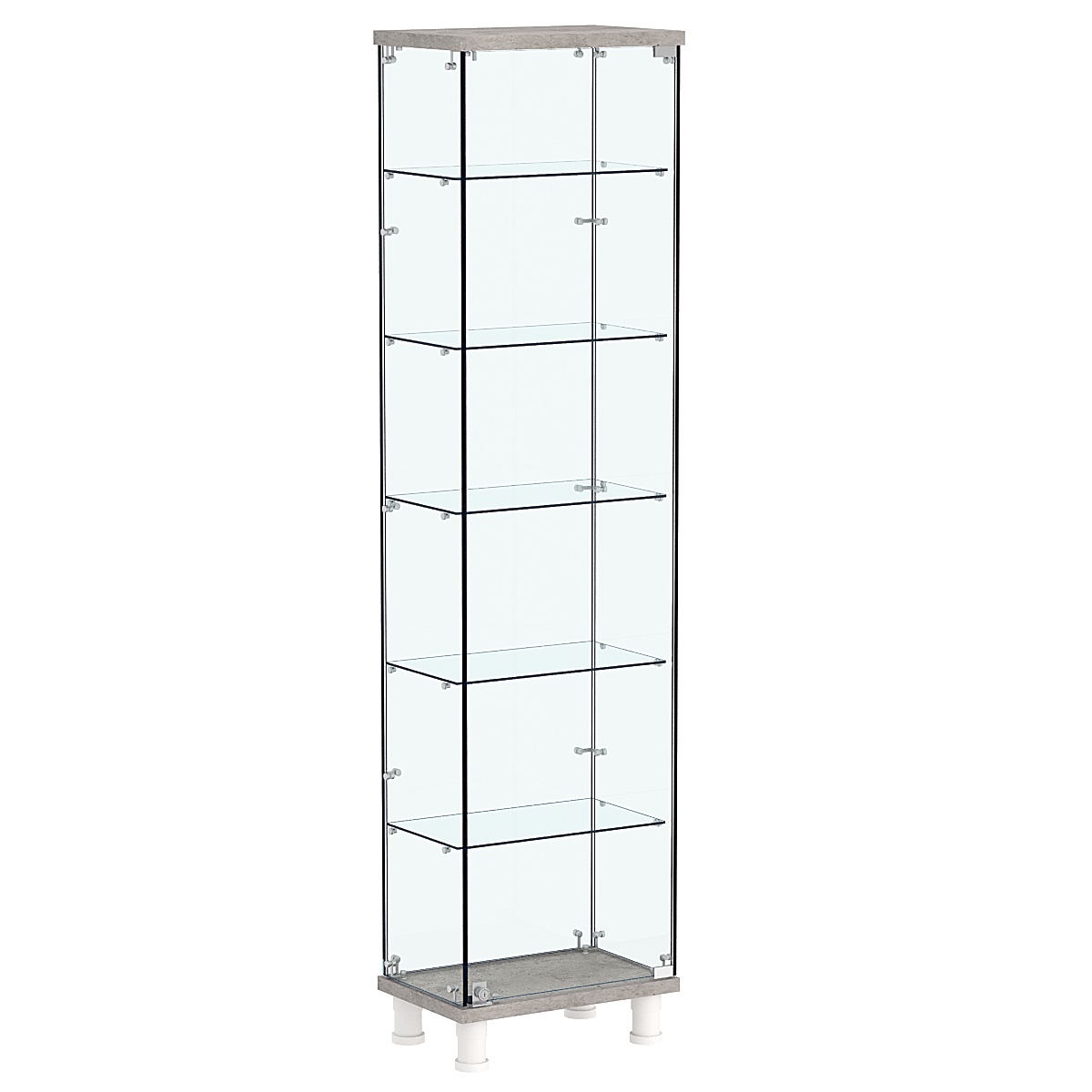 Витрина РОНДО №1-3 на ножках (задняя стенка стекло) Бетон Чикаго светло-серый F186 ST9