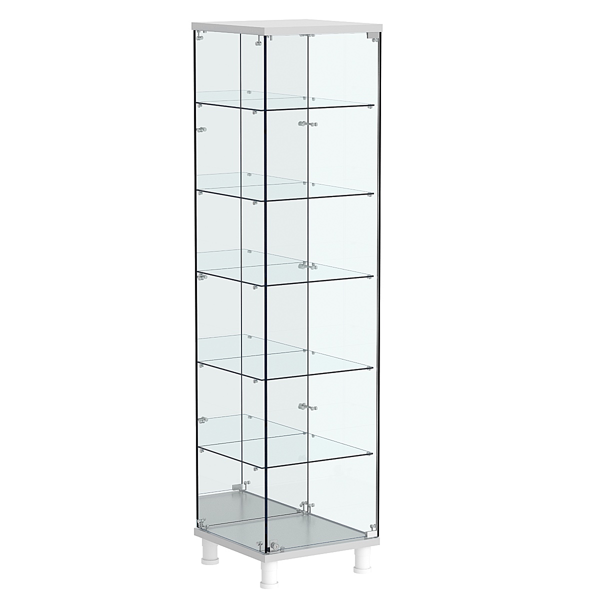 Витрина РОНДО №2-4 на ножках (задняя стенка зеркало) Серый