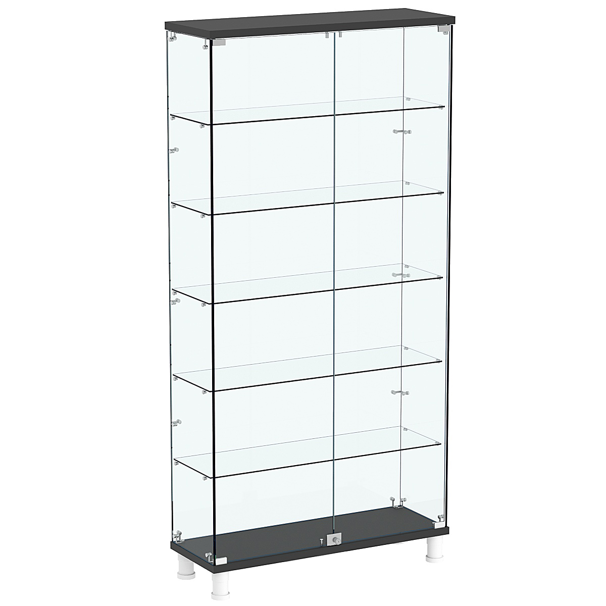 Витрина РОНДО №3-3 на ножках (задняя стенка стекло) Черный