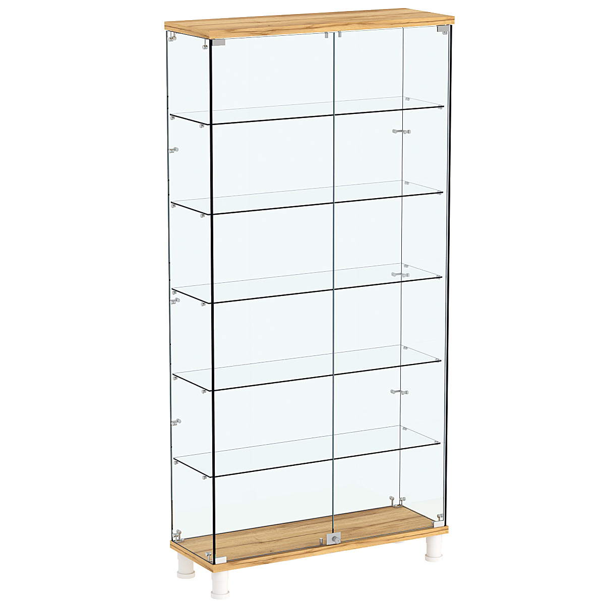 Витрина РОНДО №3-3 на ножках (задняя стенка стекло) Дуб Золотистый