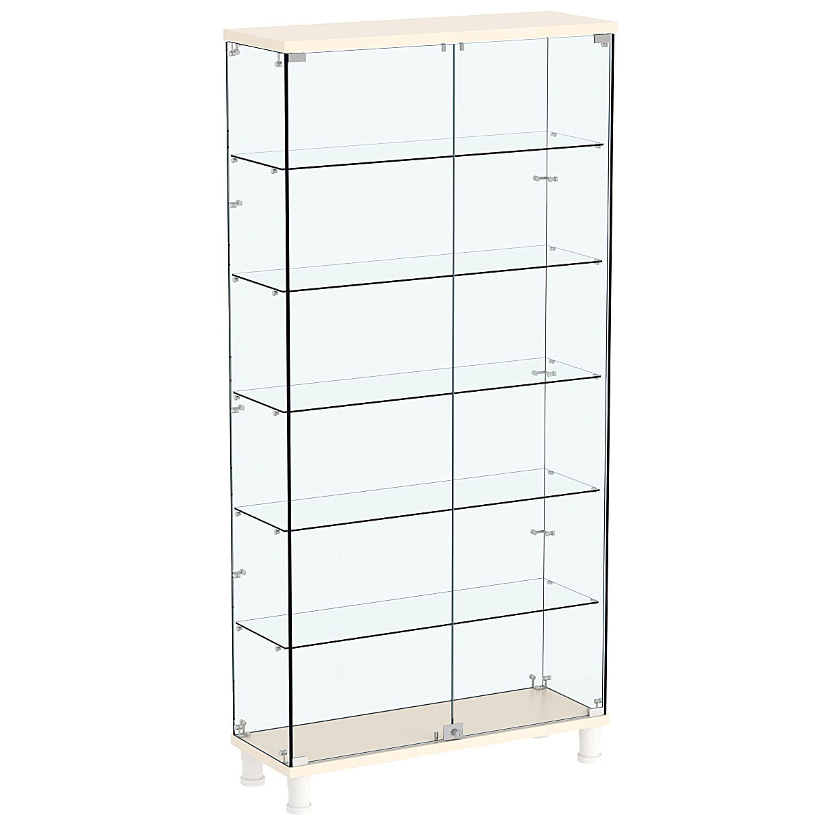 Витрина РОНДО №3-3 на ножках (задняя стенка стекло) Крем Вайс