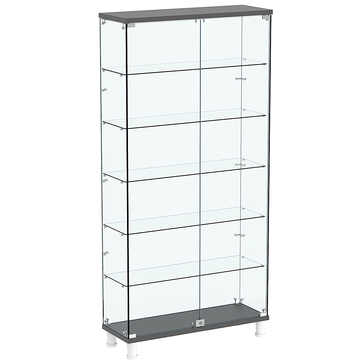 Витрина РОНДО №3-3 на ножках (задняя стенка стекло) Темно-Серый