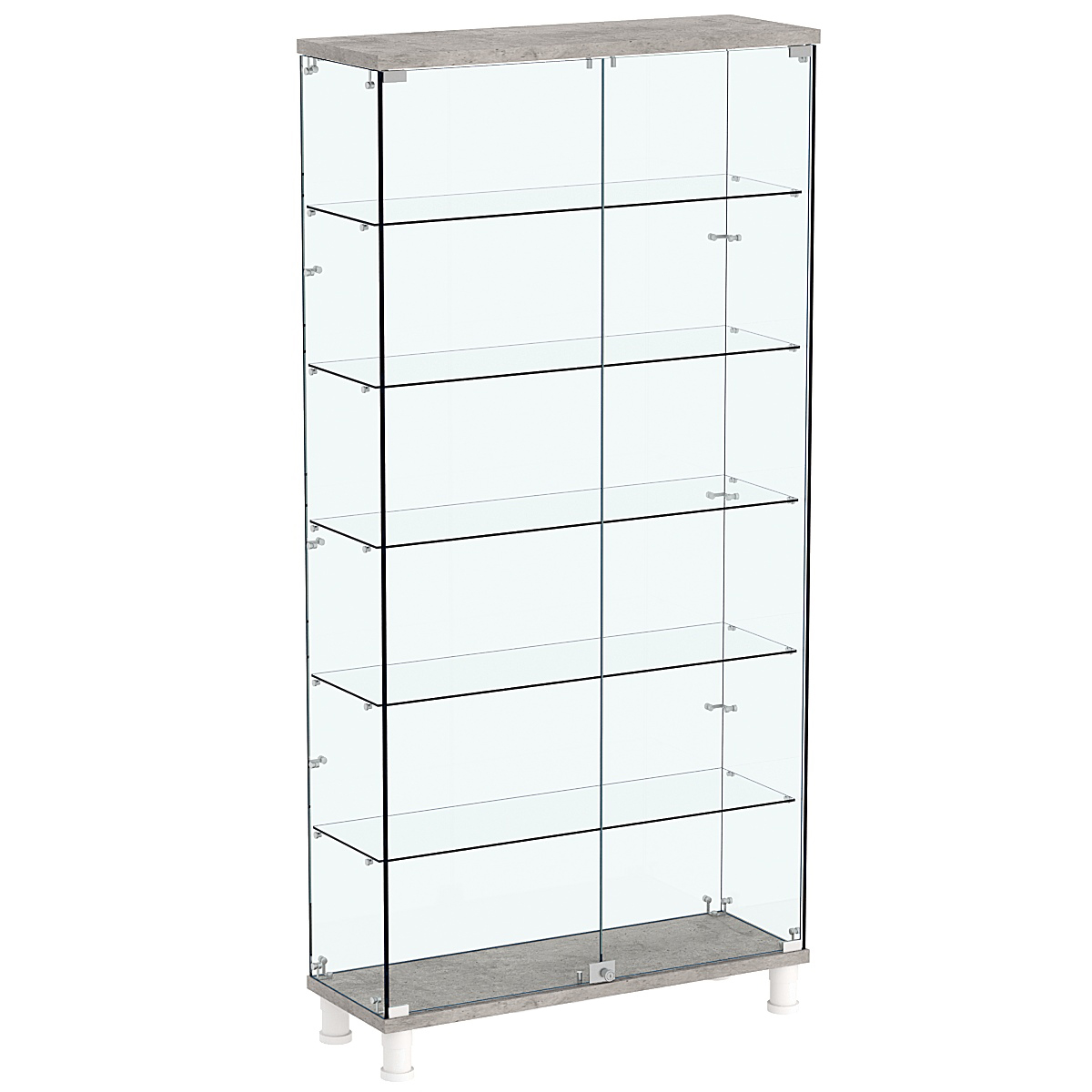 Витрина РОНДО №3-3 на ножках (задняя стенка стекло) Бетон Чикаго светло-серый F186 ST9