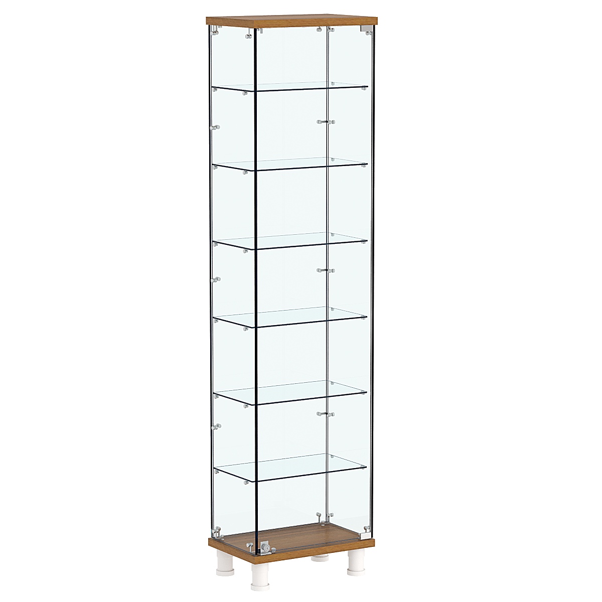 Витрина РОНДО №1-5 на ножках (задняя стенка стекло) Орех