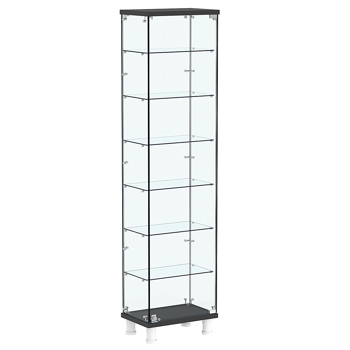 Витрина РОНДО №2-5 на ножках (задняя стенка стекло) Черный
