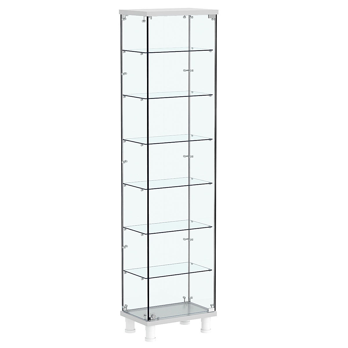 Витрина РОНДО №2-5 на ножках (задняя стенка стекло) Серый