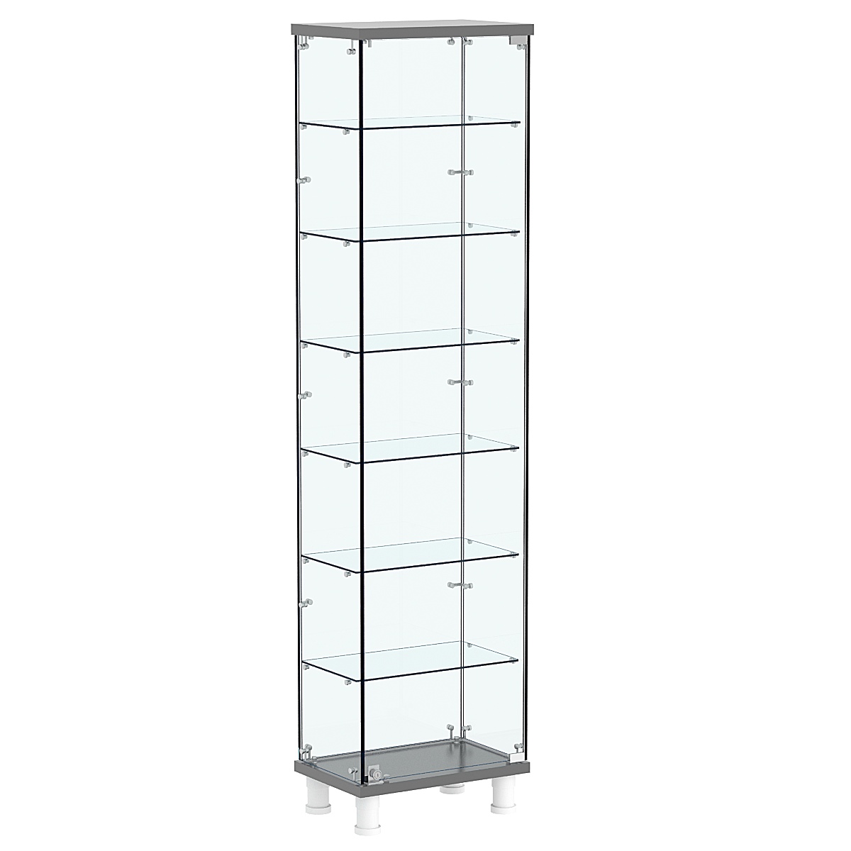 Витрина РОНДО №2-5 на ножках (задняя стенка стекло) Антрацит
