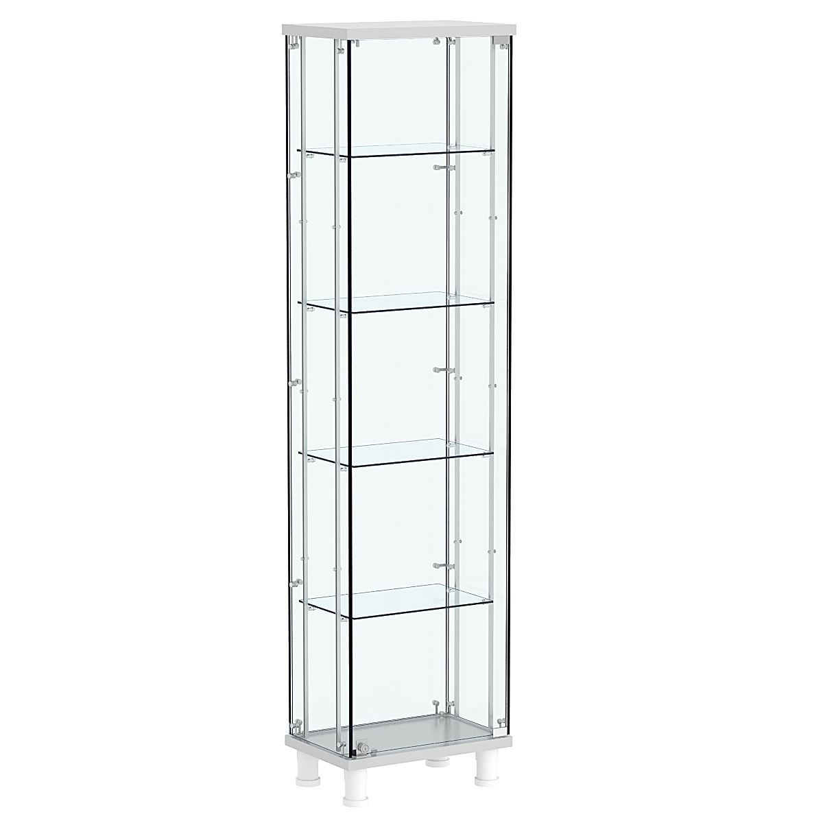 Витрина РОНДО с регулировочными полками №1-1-РЕГ на ножках (задняя стенка стекло) Серый