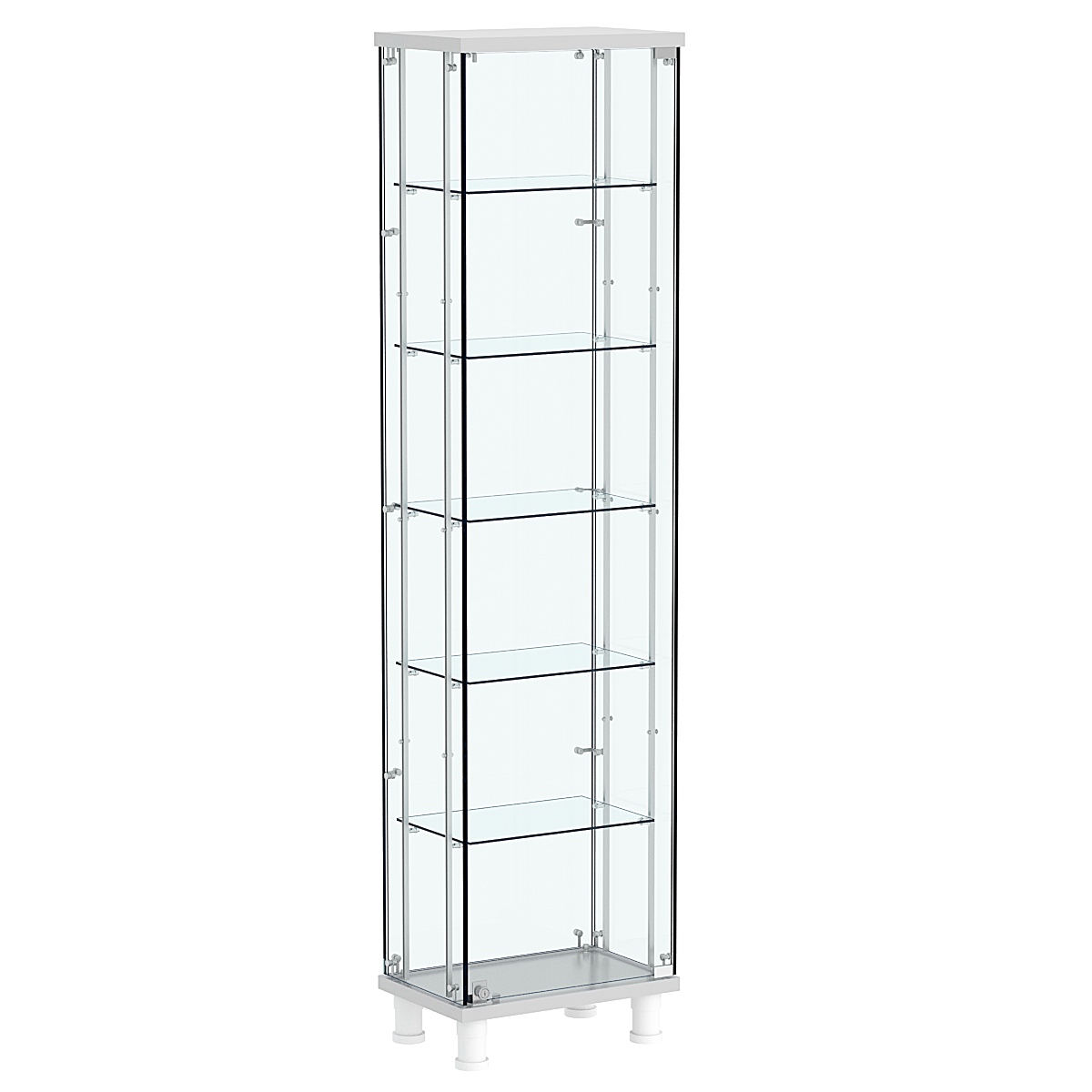 Витрина РОНДО с регулировочными полками №1-3-РЕГ на ножках (задняя стенка стекло) Серый