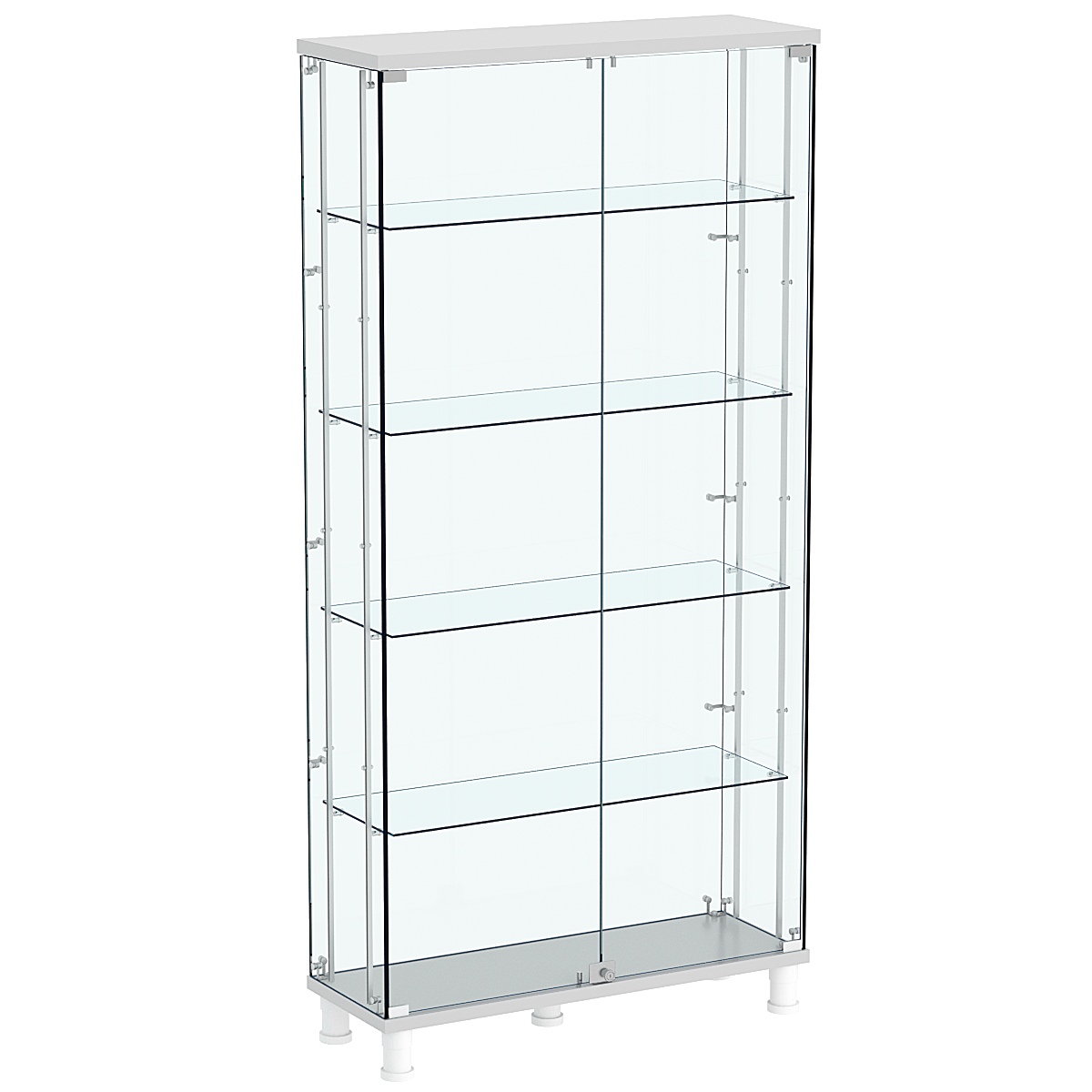 Витрина РОНДО с регулировочными полками №3-1-РЕГ на ножках (задняя стенка стекло) Серый