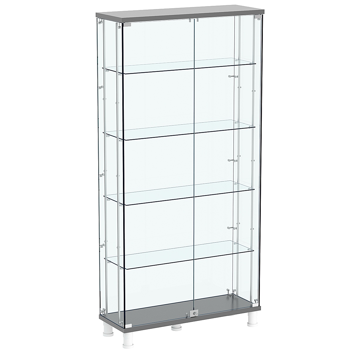 Витрина РОНДО с регулировочными полками №3-1-РЕГ на ножках (задняя стенка стекло) Антрацит