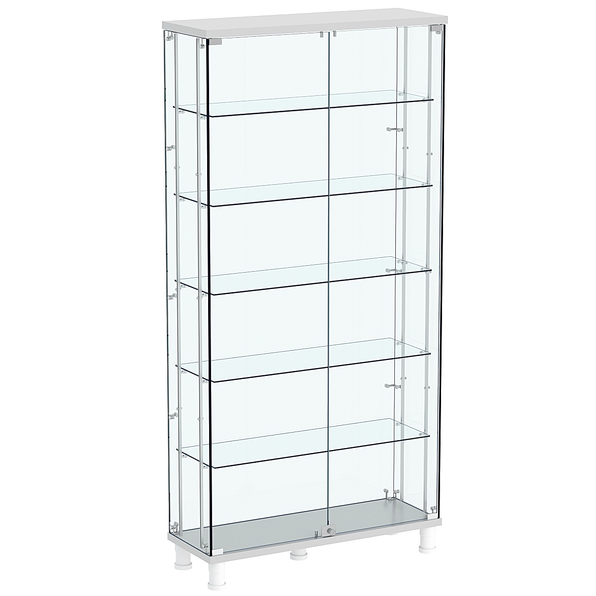 Витрина РОНДО с регулировочными полками №3-3-РЕГ на ножках (задняя стенка стекло) Серый