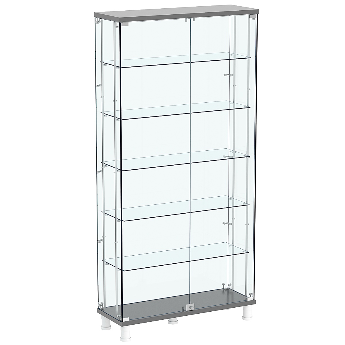 Витрина РОНДО с регулировочными полками №3-3-РЕГ на ножках (задняя стенка стекло) Антрацит