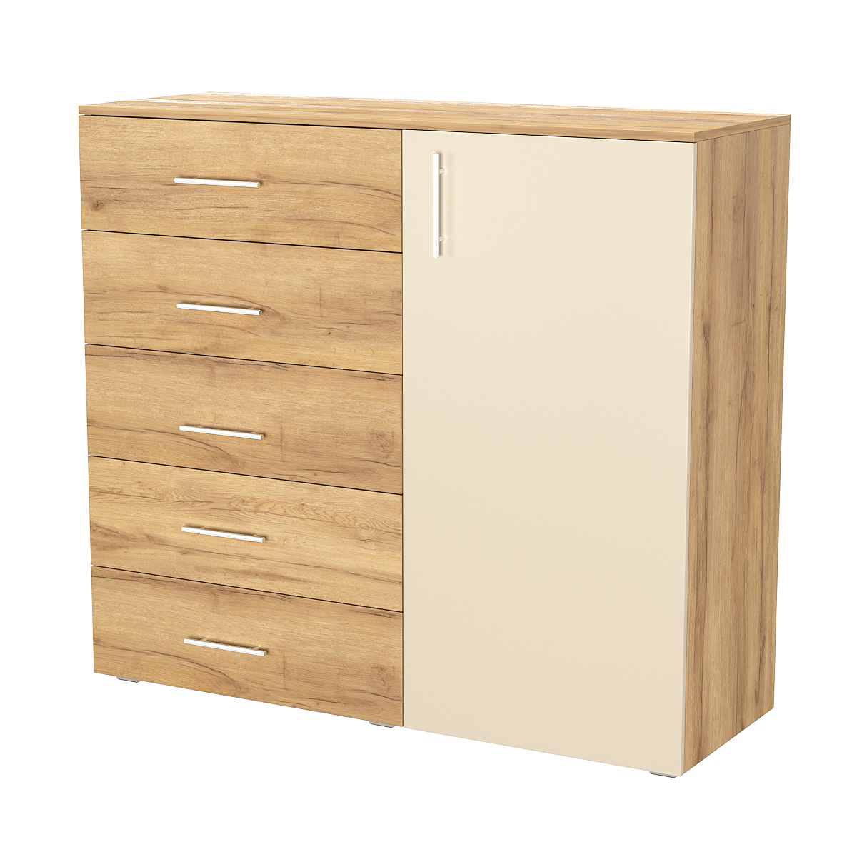 Комод ВЕКТОР КВ-02 Дуб Золотистый Крем Вайс