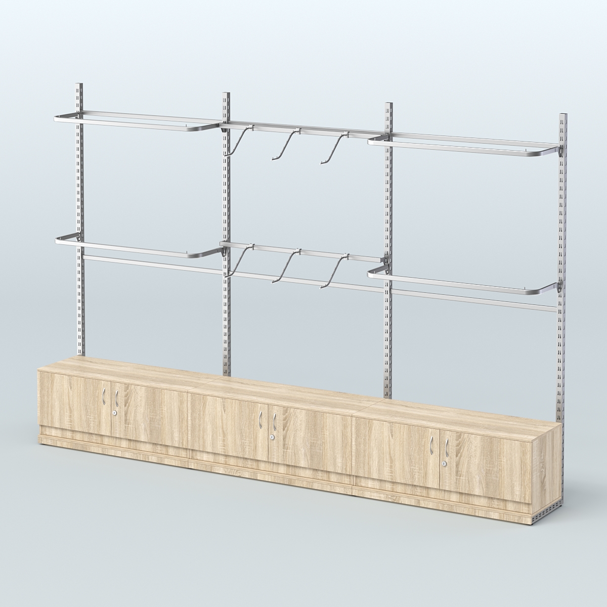 Система ЭЛЕГАНТ пристенная без ДСП №1 с тумбами Т-21 (3600 мм) Дуб сонома
