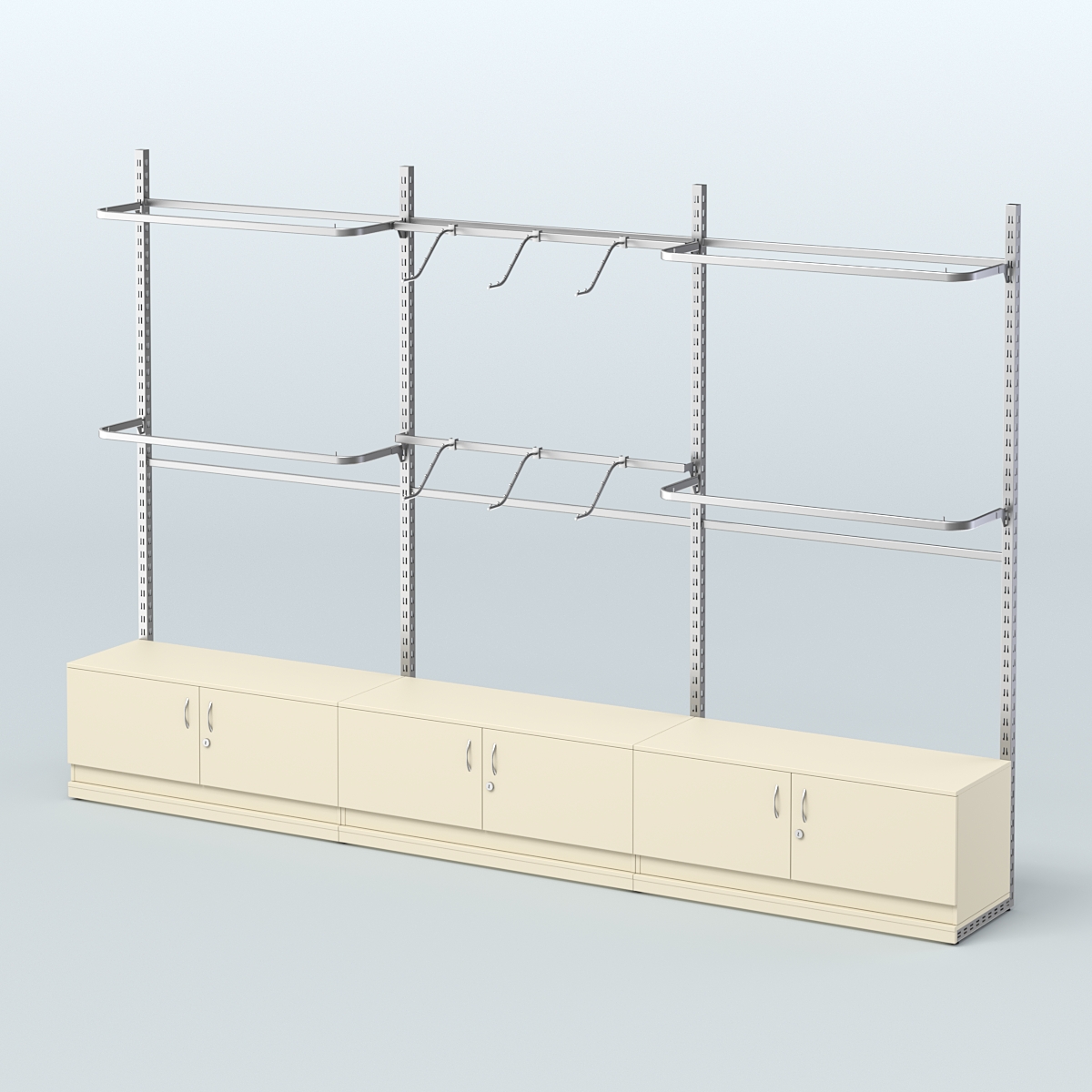 Система ЭЛЕГАНТ пристенная без ДСП №1 с тумбами Т-21 (3600 мм) Крем Вайс
