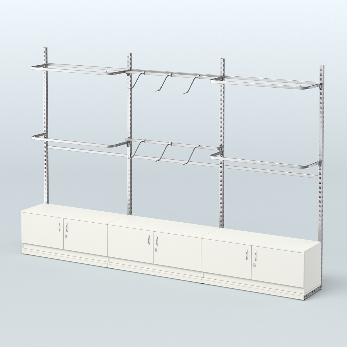 Система ЭЛЕГАНТ пристенная без ДСП №1 с тумбами Т-21 (3600 мм) Белый