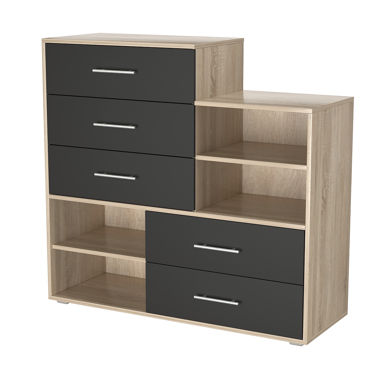 Комод ВЕКТОР КВ-04 Дуб Сонома + Черный